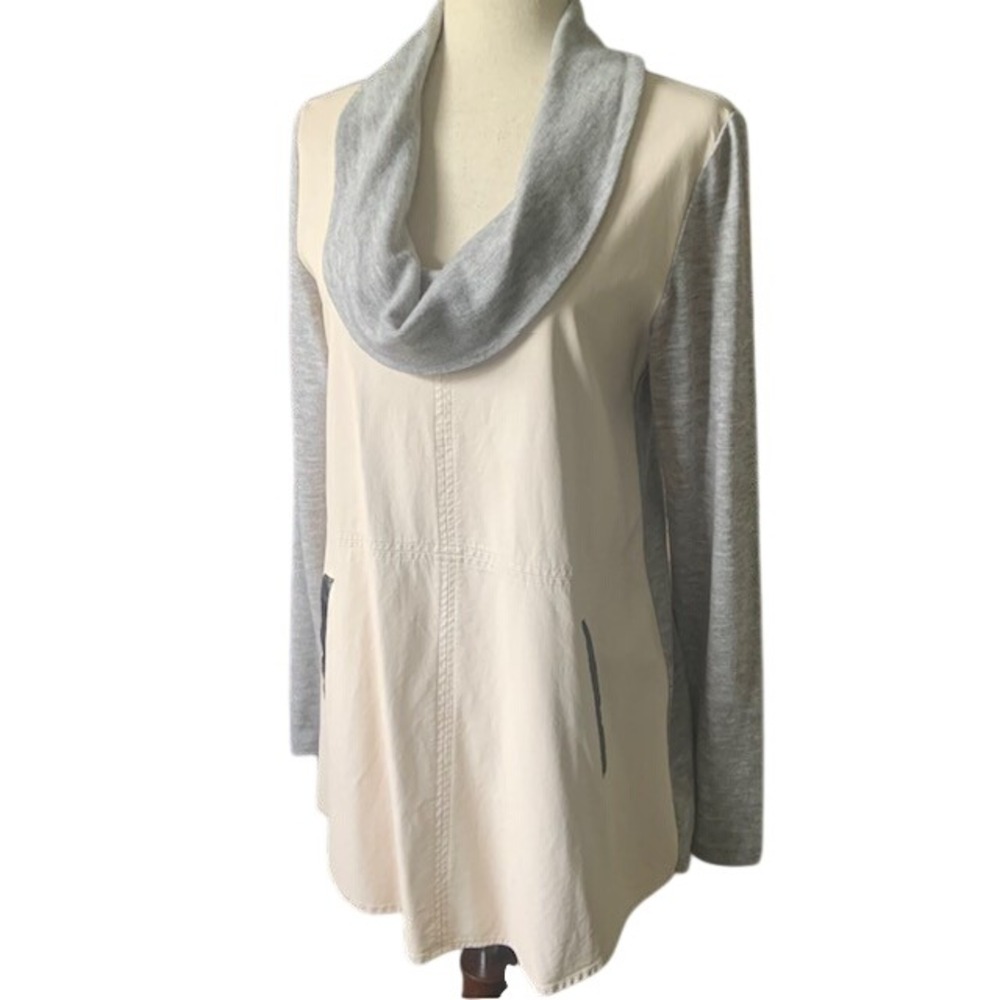 THML Cowl Neck Tunic Top M Colorblock Athleisure Lagenlook Minimalist Capsule‎